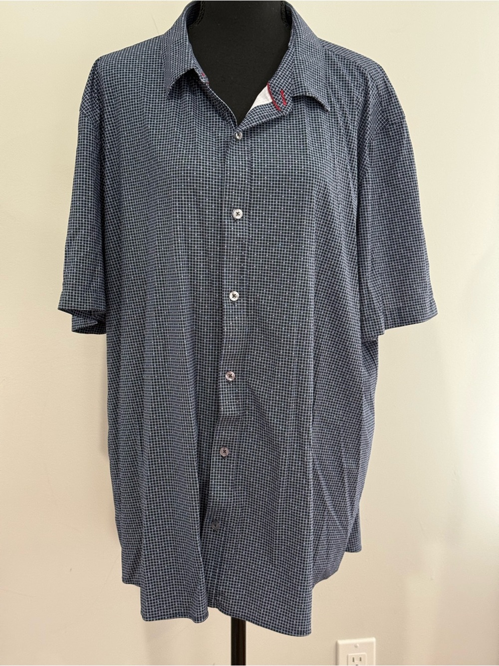 Flag & Anthem XXL Made Flex Men's Navy Small-Check Button-Up Shirt 475